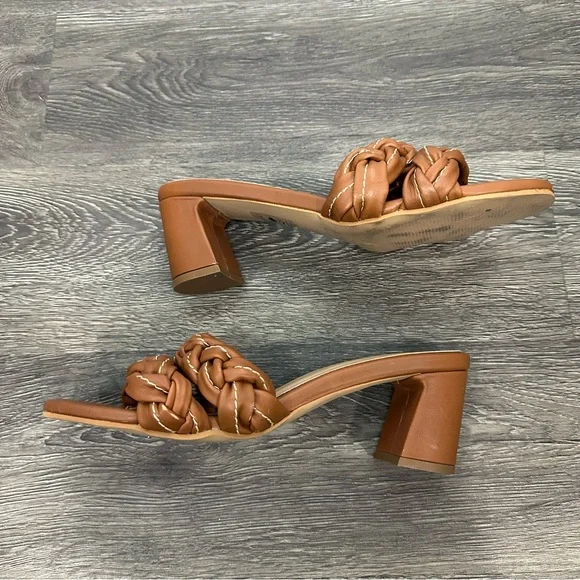 Kaanas Brown Braided Block Sandal Heels Size 10 - Picture 9 of 12